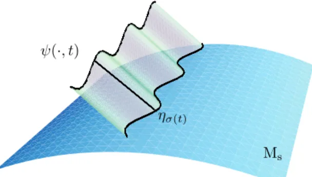 Figure 1.1. The trajectory ψ(·, t) over the soliton Manifold M s .