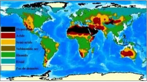 Figure 12: Carte des zones arides dans le monde (White et al ., 2003) 