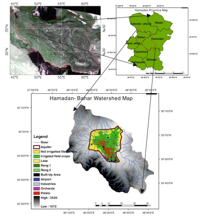 Fig. 1 Study area of Hamadan–Bahar plain in Hamadan province, Iran