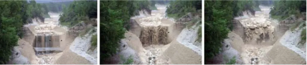 Fig. 3 Arrival of the debris-flow front upstream of check dam 29 during the July 28, 2006 event (C