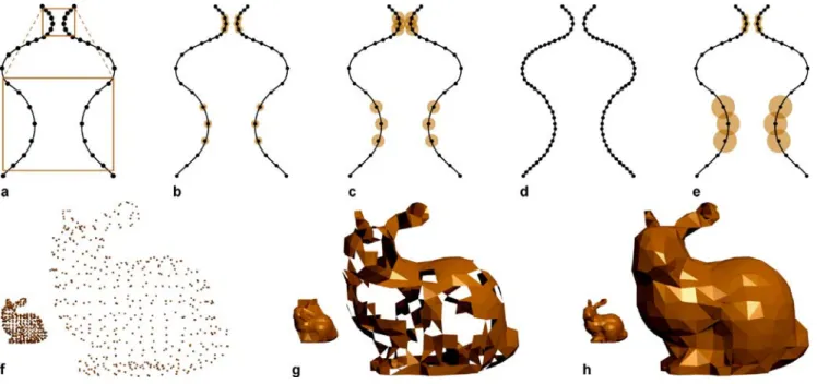 Fig. 6 shows a more difficult example. This data set is the result of curvature-adaptive surface simplification and is clearly not an ε -sampling with ε < 0 