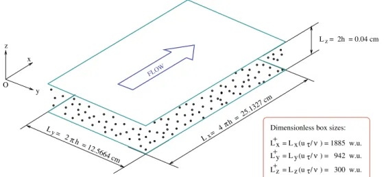 Fig. 3 Particle-laden turbulent gas flow in a flat channel: computational domain
