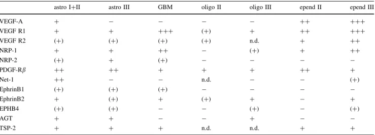 Table 2 Semiquantitative evaluation of mRNA expression levels determined by in situ hybridization in the tumor-associated vasculature