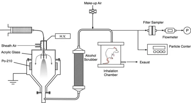 Figure 12 shows the schematic diagram of the test system. It consists of an agglomerate generation system, a size classification system, and a penetration measurement system