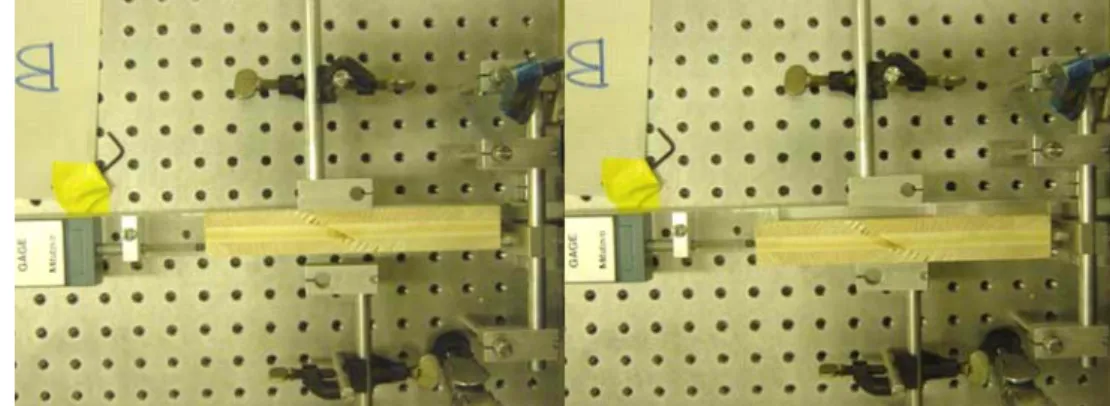 Fig. 1 Measurement of the linear change (left: Measurement of the upper layer; right: