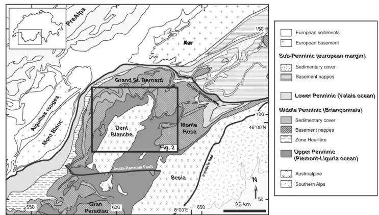 Fig. 1 Tectonic map of the northern Western Alps, modified after Bousquet et al. (2012b)