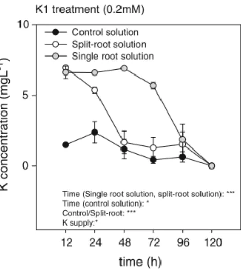 Fig. 7 Ratio of concentration of 134 Cs measured in shoot and root. Vertical bars indicate standard errors calculated from four replicates