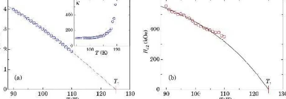 Fig. 2. (a) H c (T ) and κ(T ) (inset) for a Hg-based sample studied in Ref. 23.