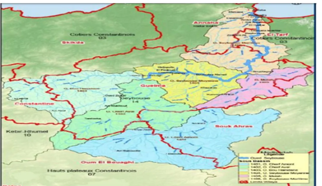 Figure 02 : Carte du bassin versant da la Seybouse ( A.B.H. 1999)