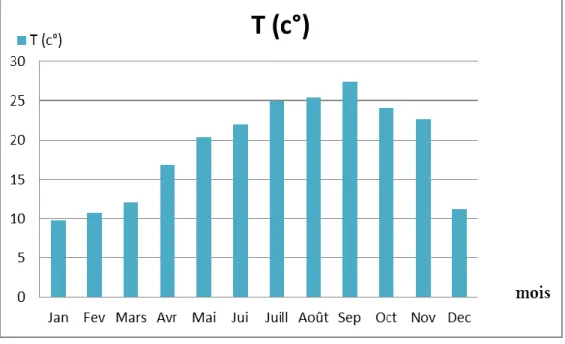 Tableau 05 : Température moyenne mensuelle de la station de Guelma 2002/2018. 