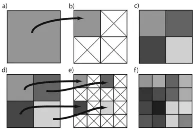 Fig. 1 Visual representation of the zooming procedure for a single coarse grid node with the deterministic migration scheme