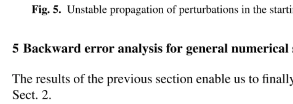 Fig. 5. Unstable propagation of perturbations in the starting values, method (T)
