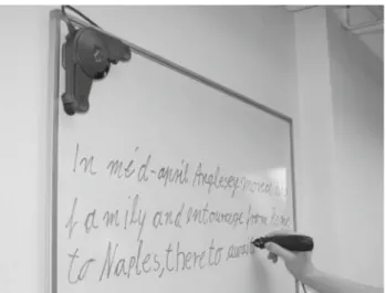 Fig. 1 Illustration of the recording (note the eBeam system at the left upper corner of the whiteboard)