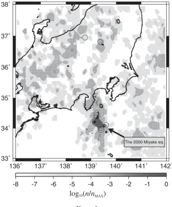 Figure 5 Relative seismic intensities log 10 n x * i ; t 0 ; t 2