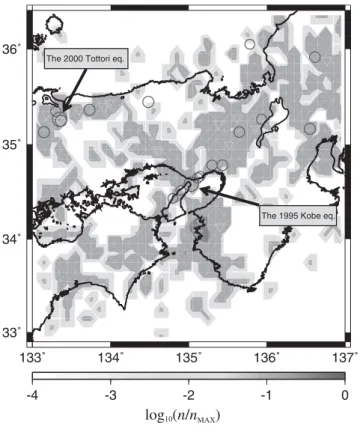 Figure 2 Relative seismic intensities log 10 n x * i ; t 0 ; t 2