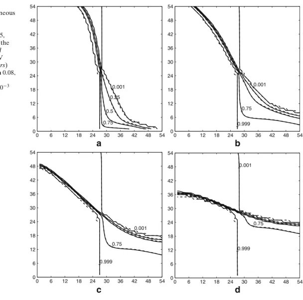 Fig. 6 Lock-exchange problem in the homogeneous permeability field.