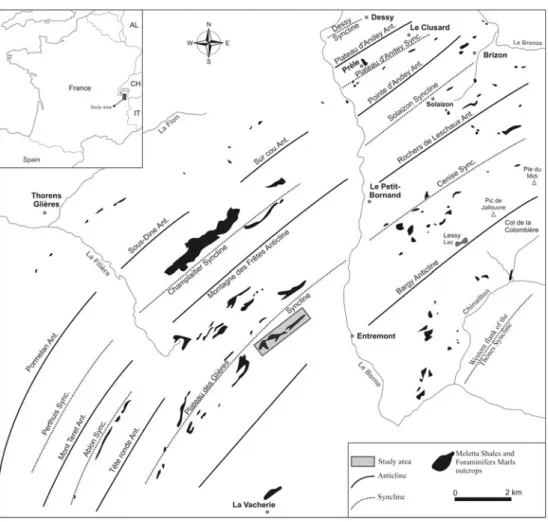 Fig. 3 Distribution map of the Meletta Shales and
