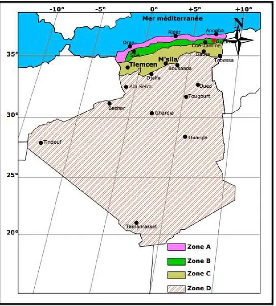 Figure n°5: Classification du climat en Algérie (Mazouz, 2004). 
