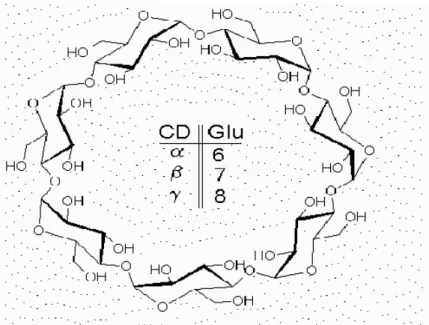 Figure I .1: Formule développée générale des cyclodextrines (α, β, γ). 