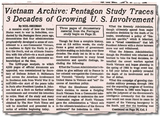 Figure 1: Vietnam Archive: Pentagon Study Traces 3 Decades of Growing US  Involvement