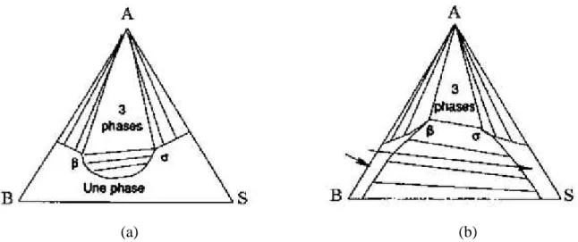 Figure III.10: Diagramme avec un solide : (a) le soluté est le KF, (b) le soluté est NaOH.