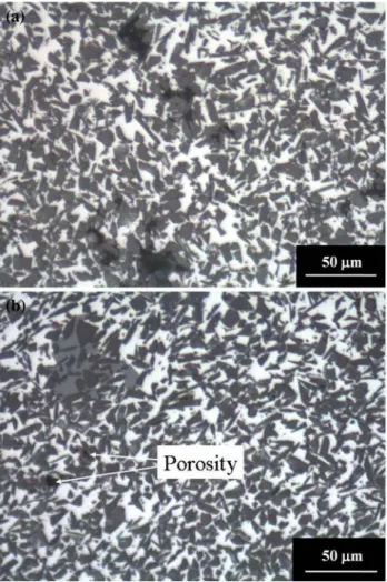 Fig. 2 Optical micrographs of SiC F1000/Al (a) and SiC F1000/