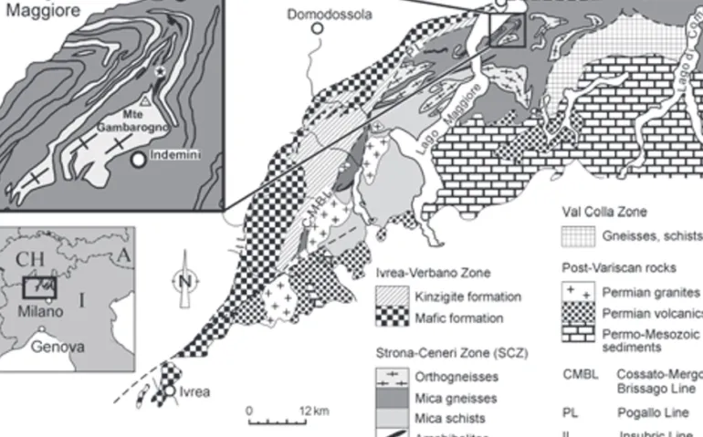 Fig. 1. Geological map of the western part of the Southern Alps (modified from Boriani et al