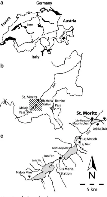 Figure 1 Location of the study sites in Upper Engadin, south-eastern Switzerland