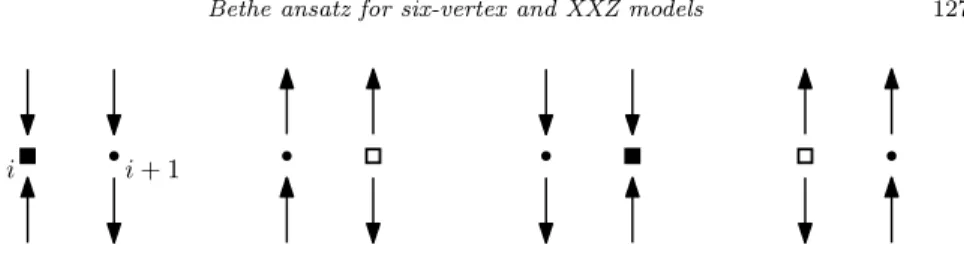 Fig 2 . The four possibilities when i ∈ I Ψ \ I Ψ  . Here Ψ is below and Ψ  above. The ﬁrst and second conﬁgurations are mapped by w i to the third and fourth, respectively, and vice-versa.