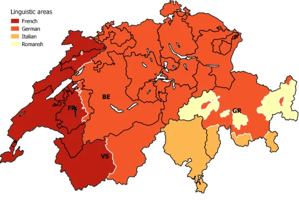 Figure 2: Linguistic areas across Switzerland