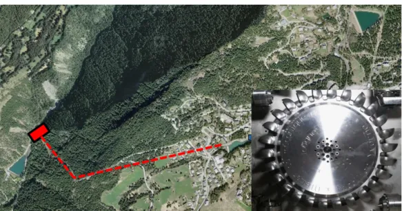 Figure 24: Carte de la centrale hydroélectrique et la turbine Pelton, (Cordonier, Rey, &amp; Rey, 2012) 