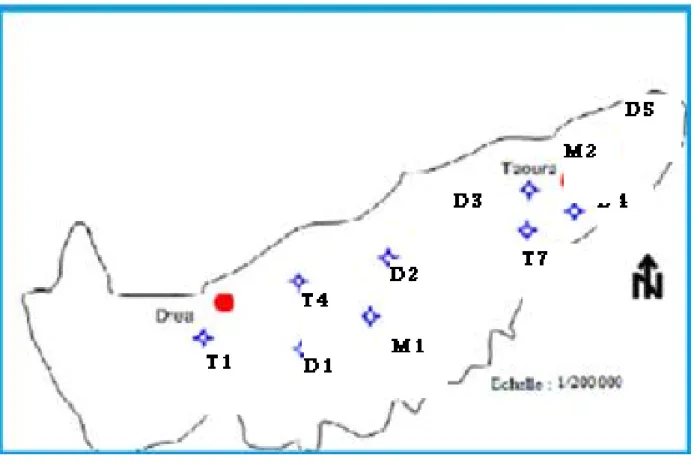 Figure 4: Situation géographique des points de prélèvement 