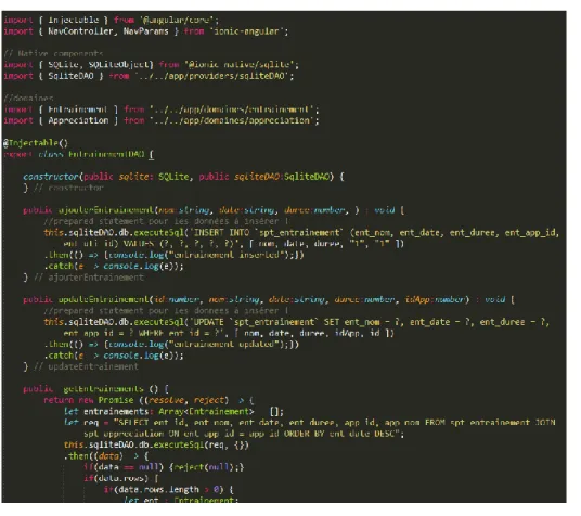 Figure 17 – Exemples de code pour la gestion de la navigation 