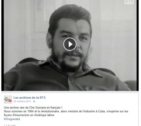 Figure 4 : Capsule « L’interview du Che », page Facebook des archives de la  RTS 