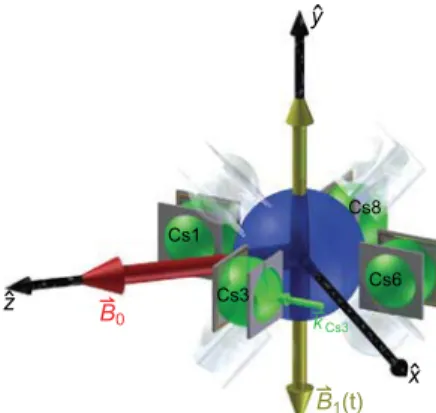 Fig. 2. Experimental geometry of Cs  group (smaller sur- sur-rounding spheres, orange)