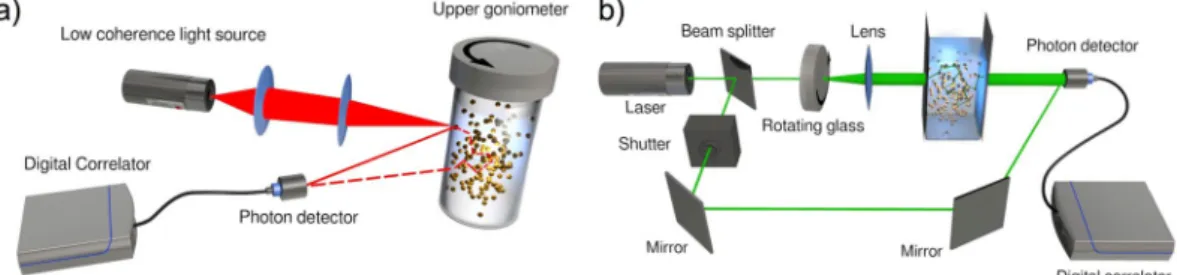 Figure 1.  Experimental setups. (a) Schematic of the low-coherence dynamic light scattering (LC-DLS)  apparatus