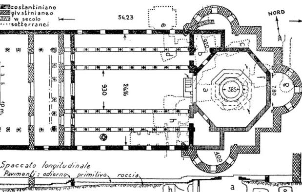 Fig. 2. Overall plan of the Basilica according to the reconstruction of Bagatti (1952).