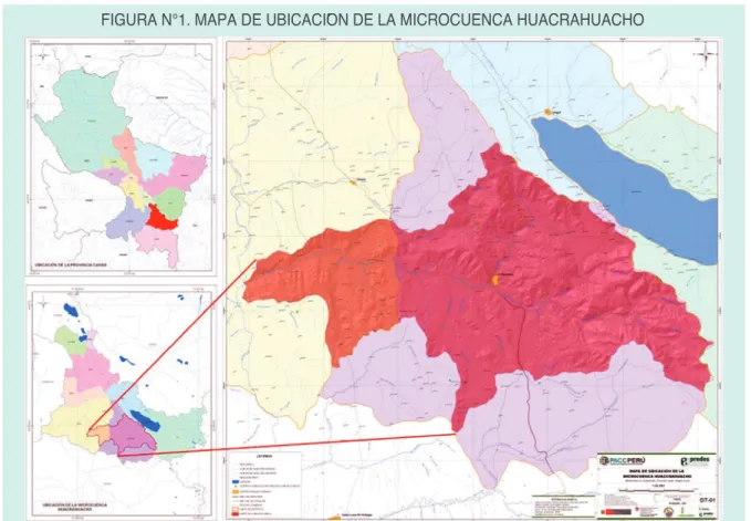 FIGURA N°1. MAPA DE UBICACIÓN DE LA MICROCUENCA HUACRAHUACHO