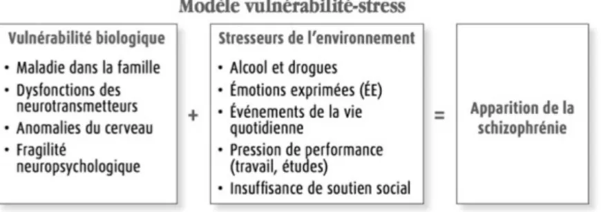 Figure 1. Modèle vulnérabilité-stress (J-P Rodriguez &amp; Hôpital du Sacré-Cœur, 2006) p.9 
