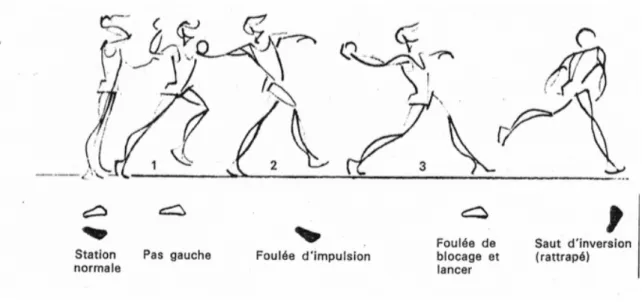 Illustration 1 : Schéma représentant les 3 pas d’élan (Leuba &amp; Aeppli, 1981) 