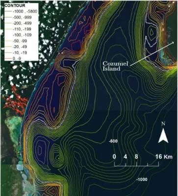 Figure 3.2: Ox Bel Ha system in shown in red color in center left, plotted with data from (QRSS, 2013)