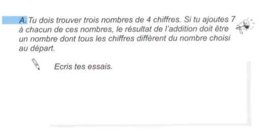 Figure 5 Exercice I du chapitre 8 extrait de Mon cahier de calcul (Clerc et al., 2009, p