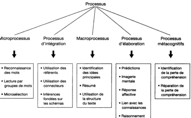 Figure 4 : Processus de lecture et leurs composantes (Giasson, 2000, p.69) 