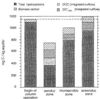 Fig. 4. Overall carbon balance within 96 days of column operation. 