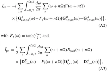 FIG. 17. Time-averaged spectra and distribution functions for the type 2 excitation for g = 0.41, ω 0 = 0.4, β = 120 and the bath parameters γ ph = 0.02, ω D = 0.6, γ el = 0.005, W ebath = 2.0 and the excitation  = 0.125