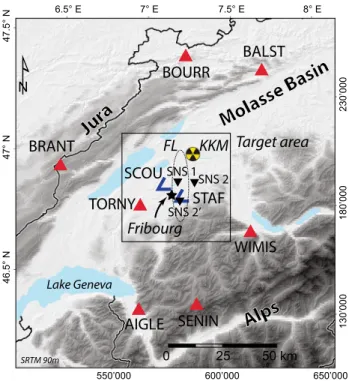 Fig. 2 Station network map and seismic records availability. The Swiss broadband and strong-motion networks are operated by the Swiss Seismological Service (SED)