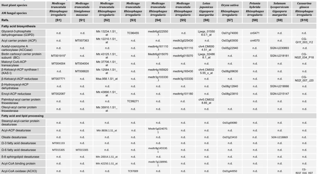 Table S1. Lipid-Related Transcripts Induced in AM Symbiosis 