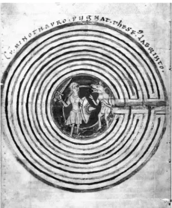 Abb. 7: Labyrinth in einer Regensburg-Prüfeninger Handschrift, München, Bayerische Staatsbibliothek, Clm 14731, Bl