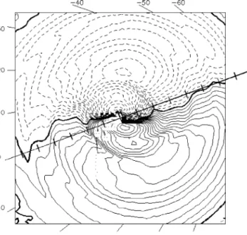 Figure 9. Contours of constant radial velocity for gas clouds in model halo, as seen by an observer moving with the velocity of the LSR