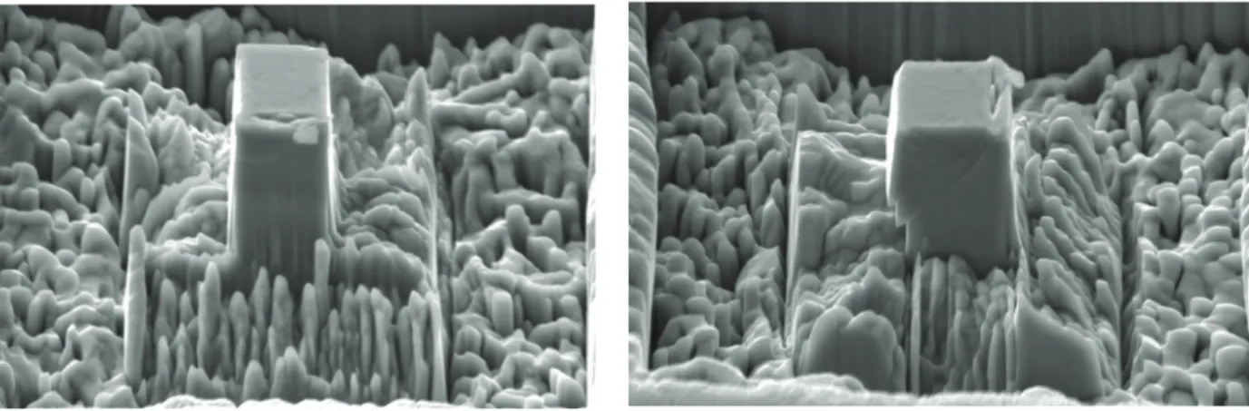 Fig. 1 : Reactor pressure vessel  steel: JRQ sample material [5]. 2 x 2 x 4 m 3 square pillars  before and after compression test.